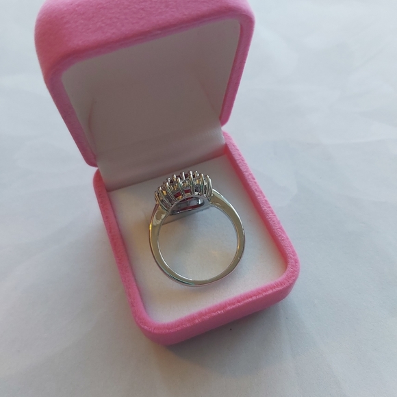 Ruby CZ AAA/ Rhodium Plated Ring: - Picture 9 of 12